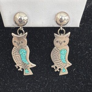 Vintage Sterling Silver Turquoise Owl